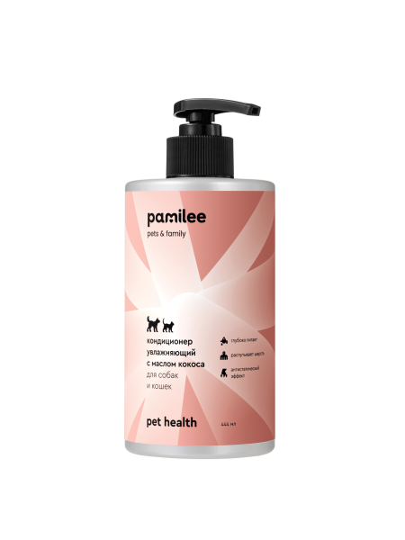 Кондиционер увлажняющий с маслом кокоса для собак и кошек pet health pamilee 444 ml