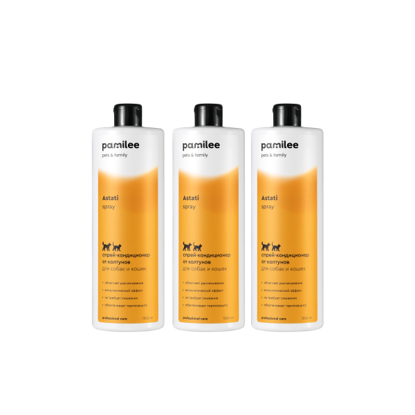 Astati Trio / Спрей от колтунов - Антистатик для кошек и собак / Astati Spray 1л х 3 шт