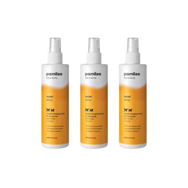 Astati Trio / Спрей от колтунов - Антистатик для кошек и собак / Astati Spray 250 мл х 3 шт